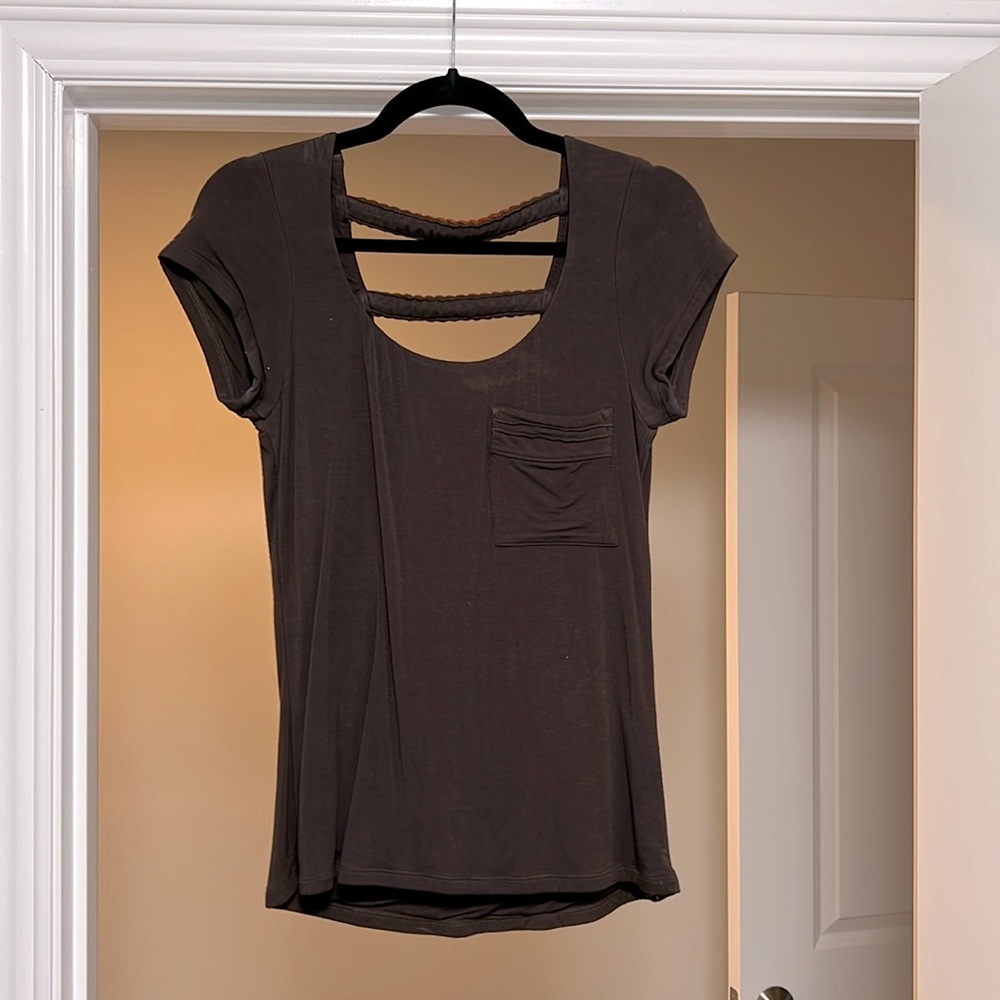 Brown Shirt with Leather Detail
